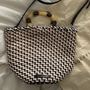 Agnes Woven Leather Fan Tote